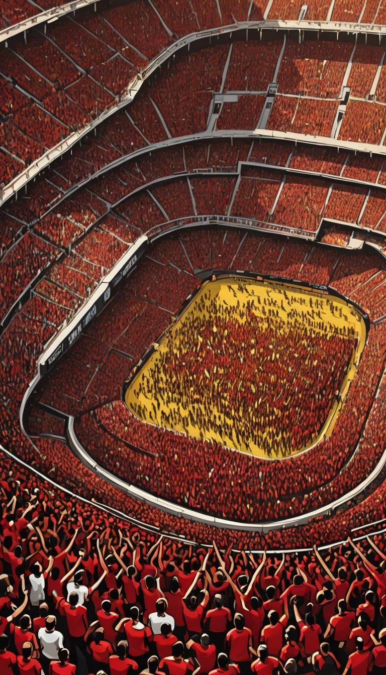 Packed Maracanã Stadium in Abstract Digital Art