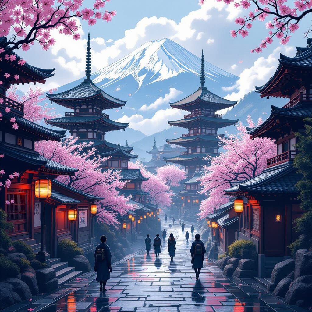 Misty Japan Kingdom Matte Painting in 8K