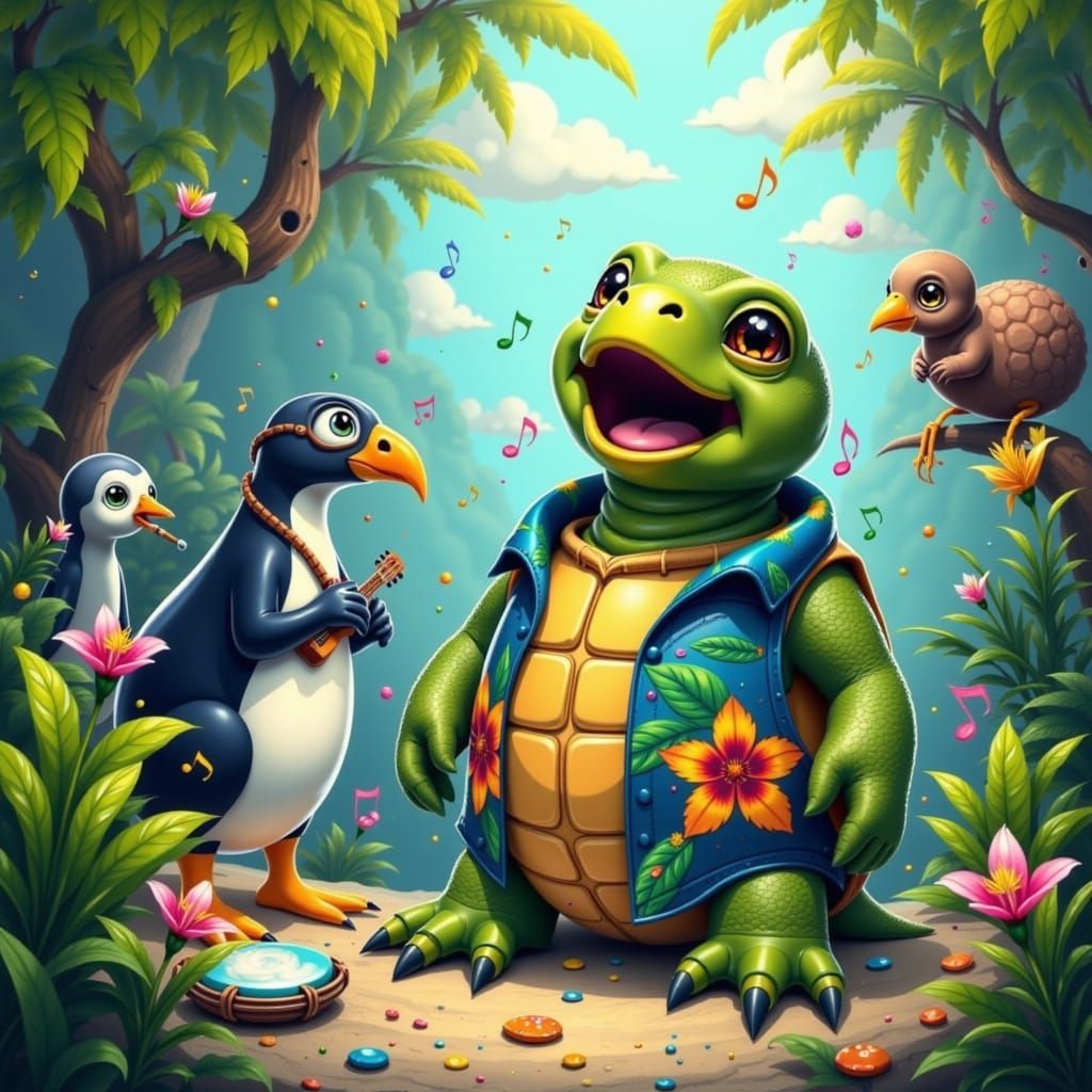 Musical Singing-Turtle Concert in New Zealand Forest
