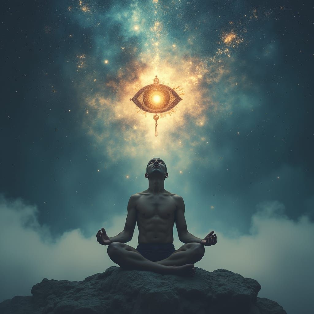 Meditating Person Opens Third Eye to Alternate Plane