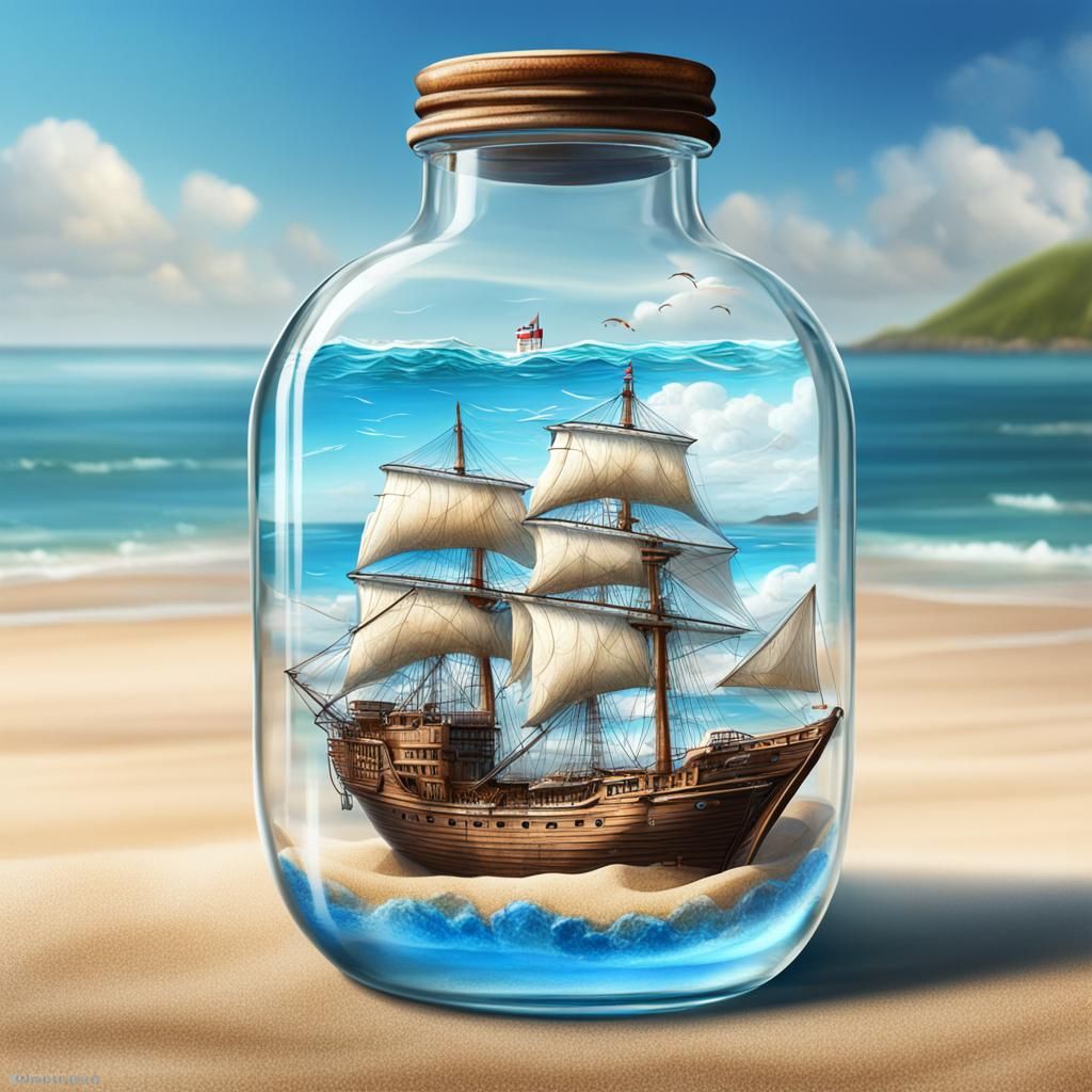 Ship in a Bottle: Hyperrealistic Digital Painting