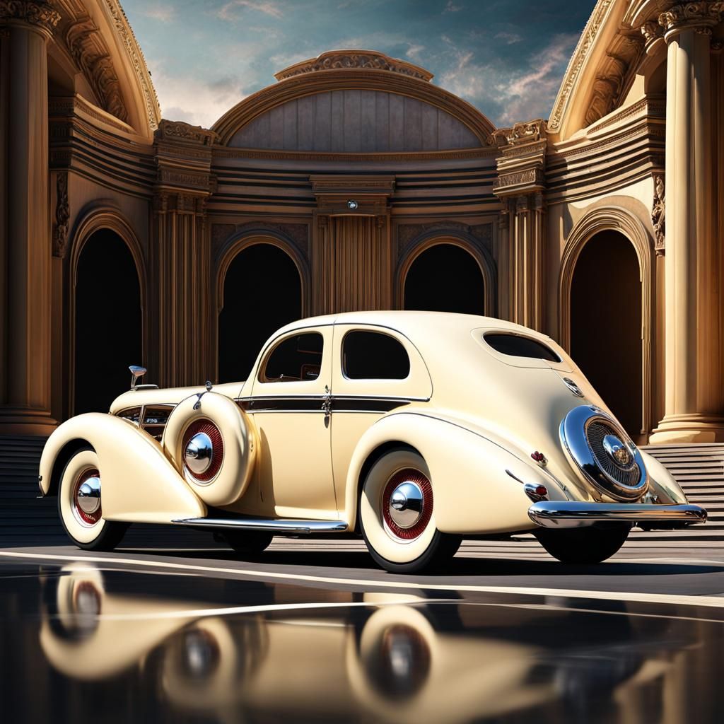 Art Deco 1938 Cream Super Car at the Opera