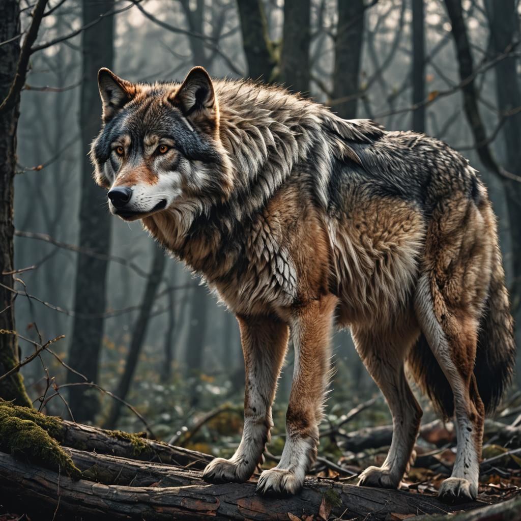 Hyperrealistic Wolf Portrait in High Definition
