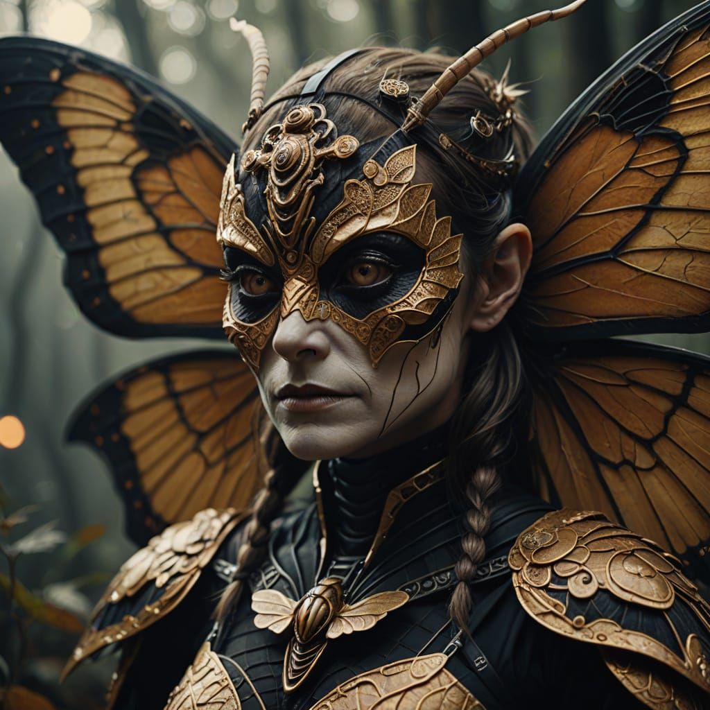 Moth Woman: Hyperrealistic Cinematic Portrait