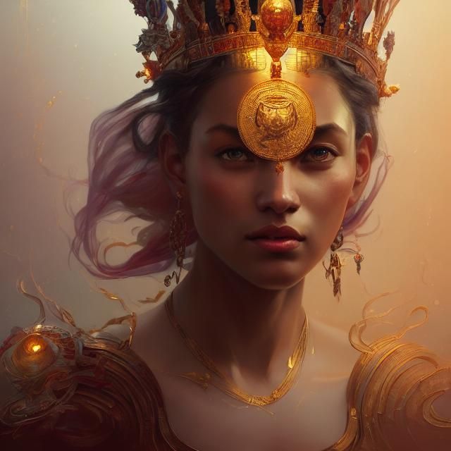 Sacred Queen Mother Portrait in Detailed Art Style