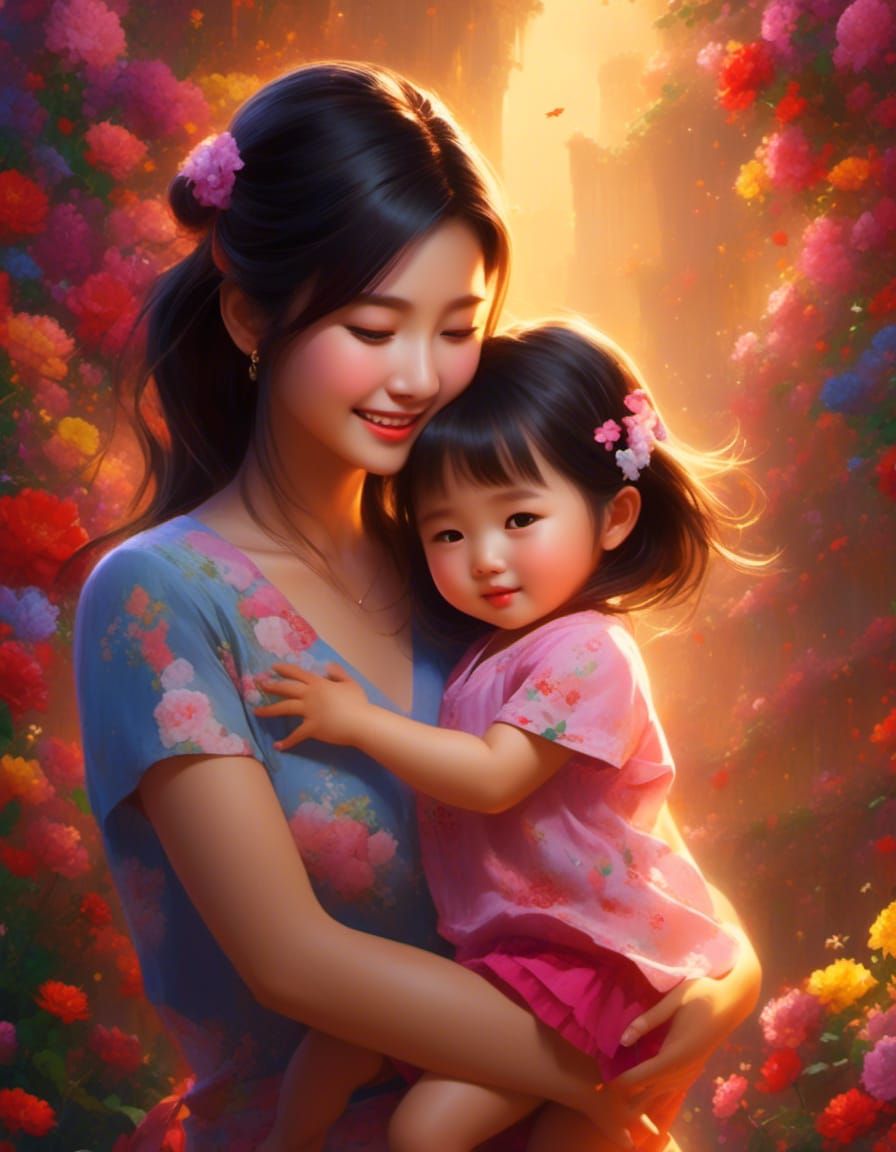 Mother and Daughter Share a Loving Embrace