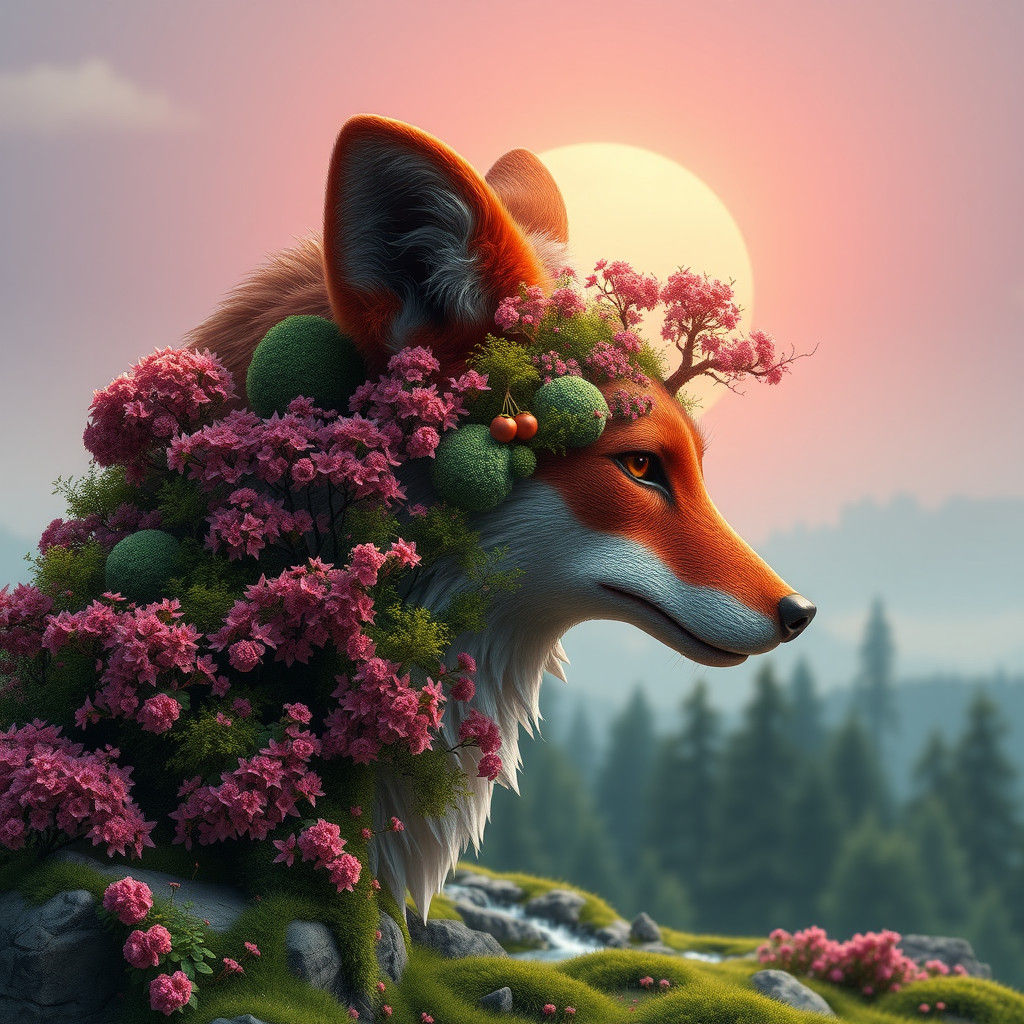 Pink Wolf Head Forest: Fantasy Concept Art