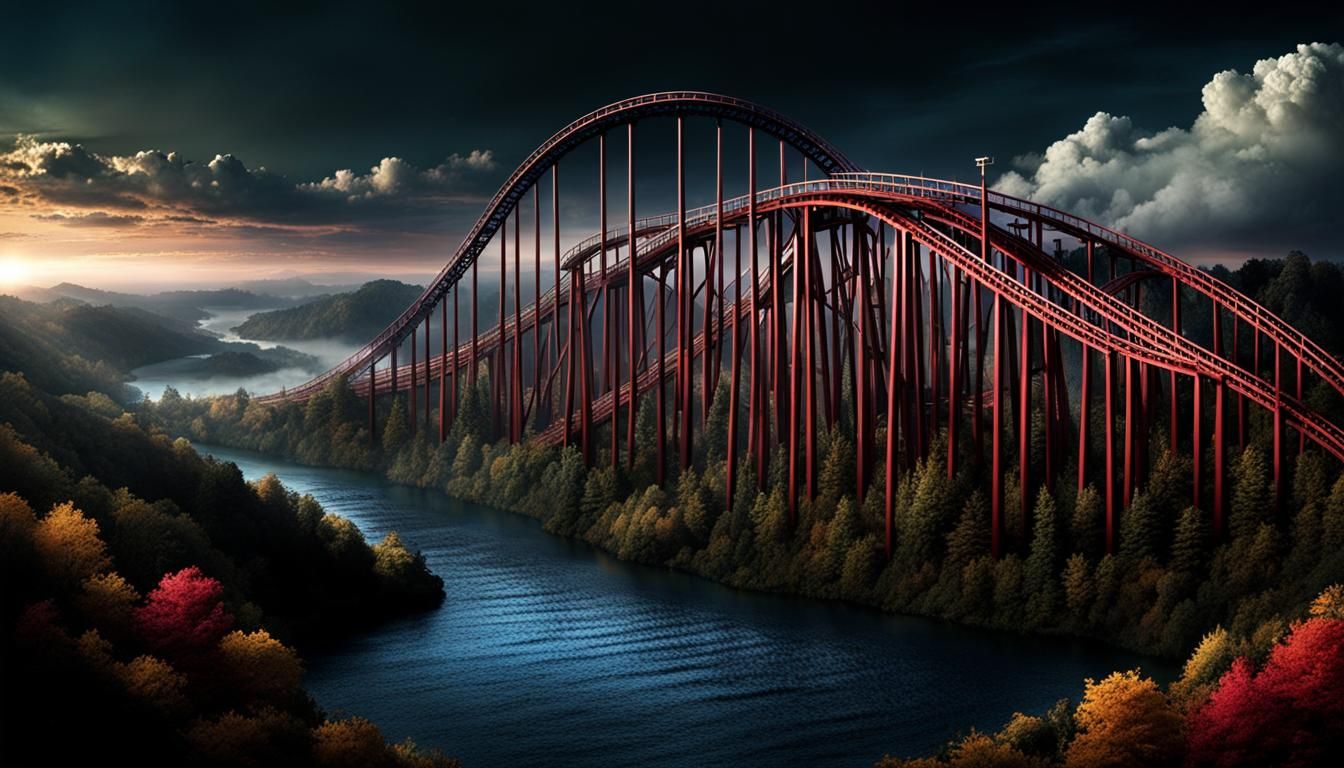 Eerie Horrorcore Roller Coaster Reaching Clouds