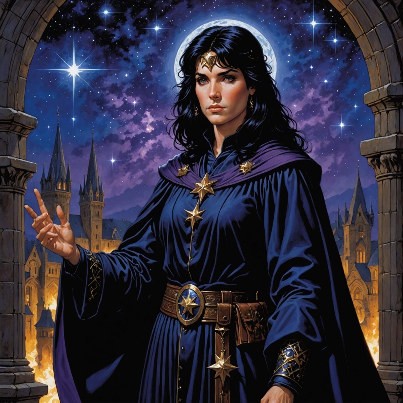 Dark Star Cleric in Black Robes, DnD Art