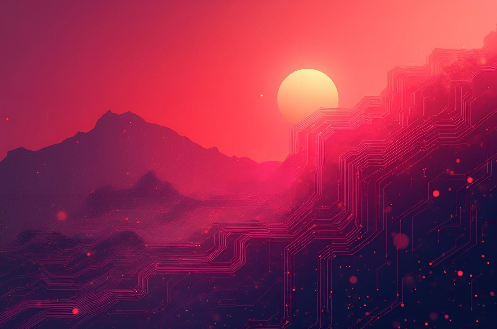 Vibrant Cybernetic Convergence in Abstract Poster Art