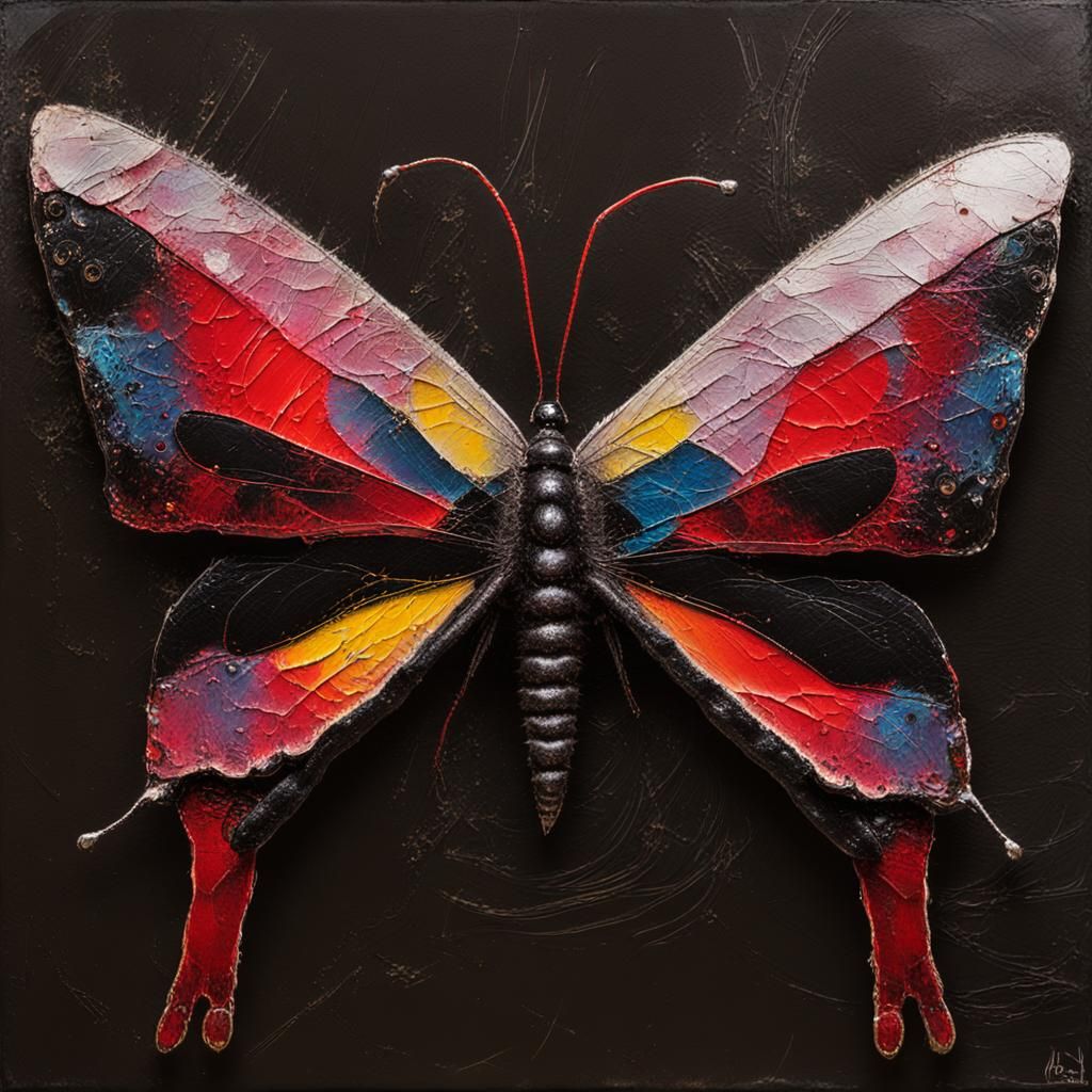 Abstract Butterfly with Leather Wings, Rothko Style