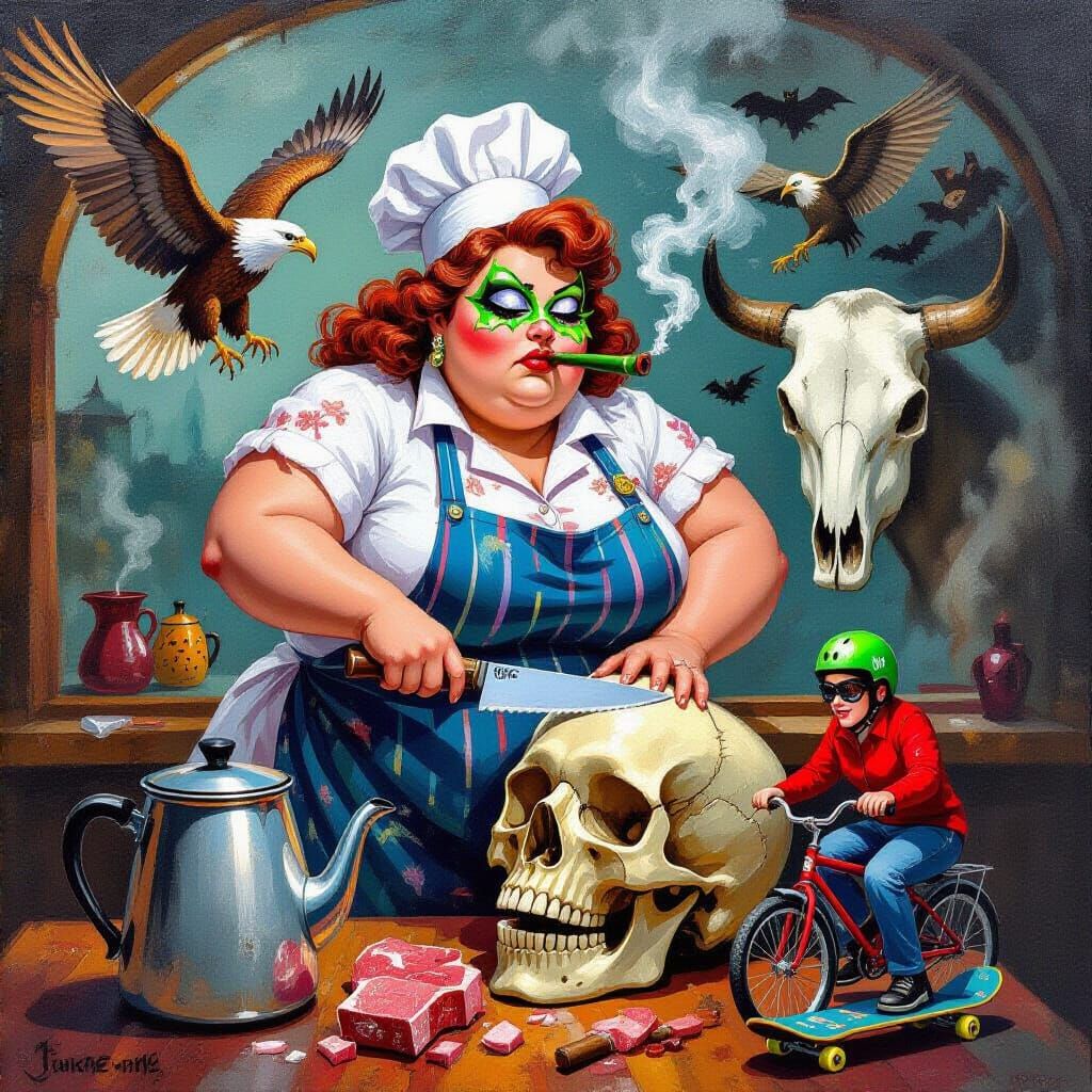 Heavyweight Butcher Jumps with Eagles in Coffeepot