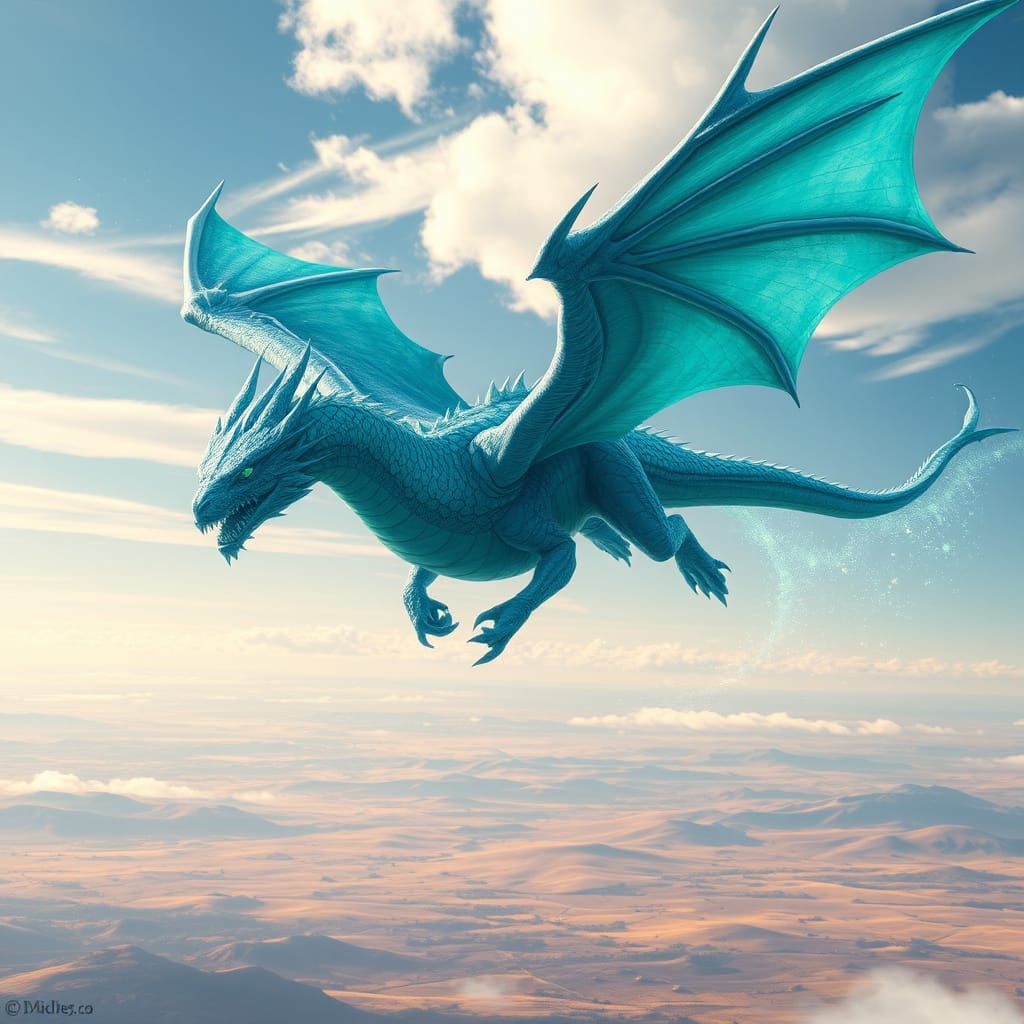 Timeless Dragon Soars Through Serene Skies in Ethereal Glow