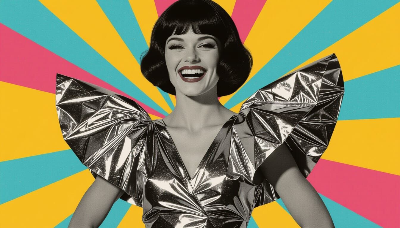 Aluminum Foil Dress in 1980s Flash Magazine Collage Art