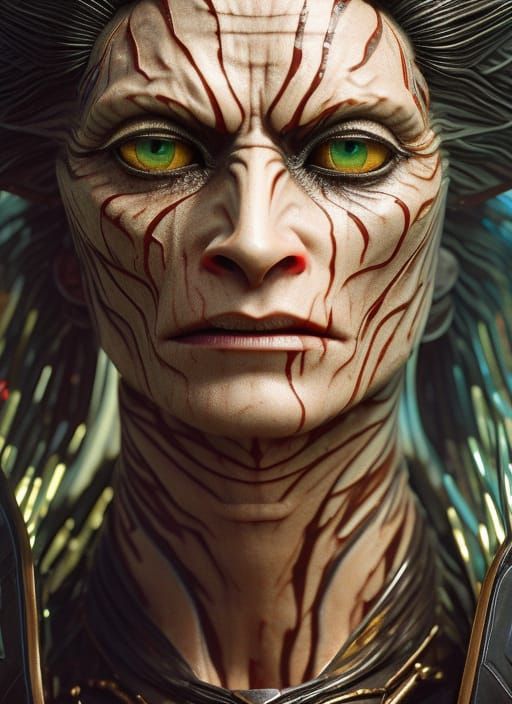 Vampire Portrait in Hyperdetailed Photoillustration Style