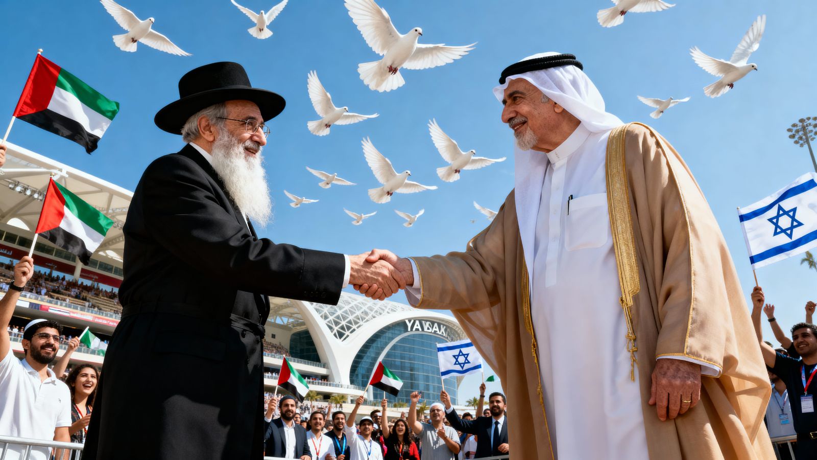 Peaceful Handshake: Jewish Man and Arab Sheikh Unite