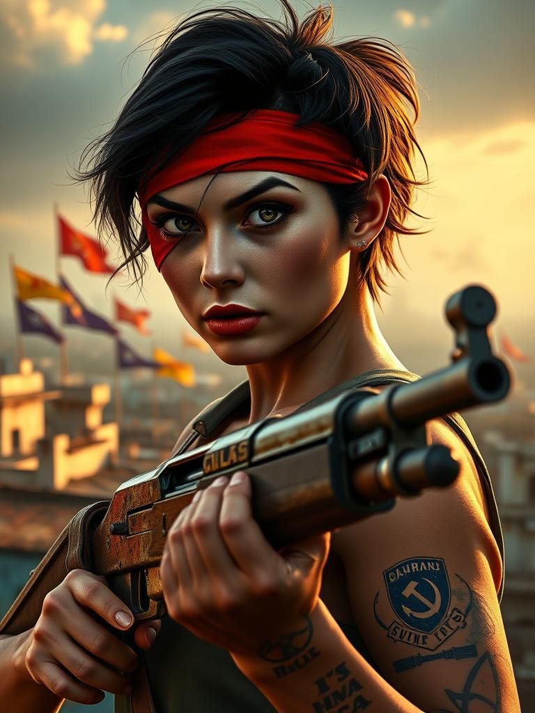 Fierce Communist Revolutionary Woman in Havana