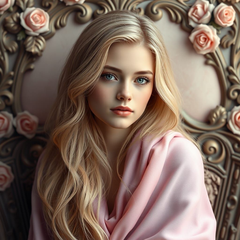 Serene Beauty in Vintage Art Nouveau Style