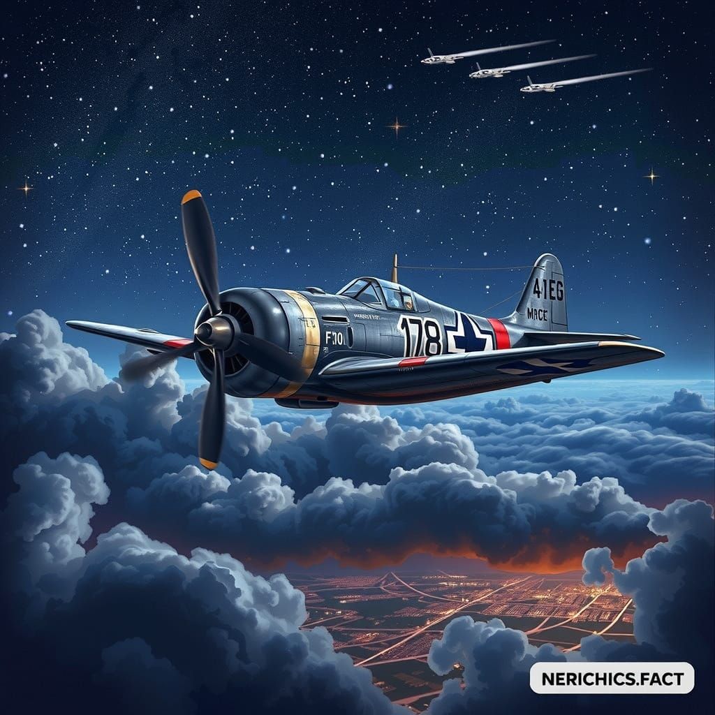 Sleek Fw 190 Fighter Soars Through Starry Night Sky
