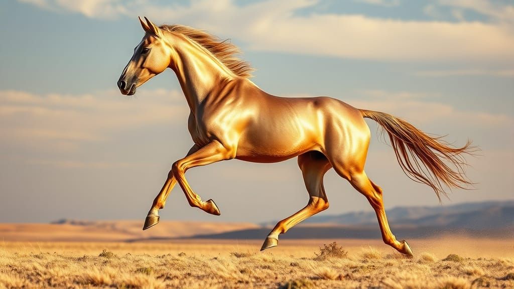 Majestic Akhal Teke Horse in Motion