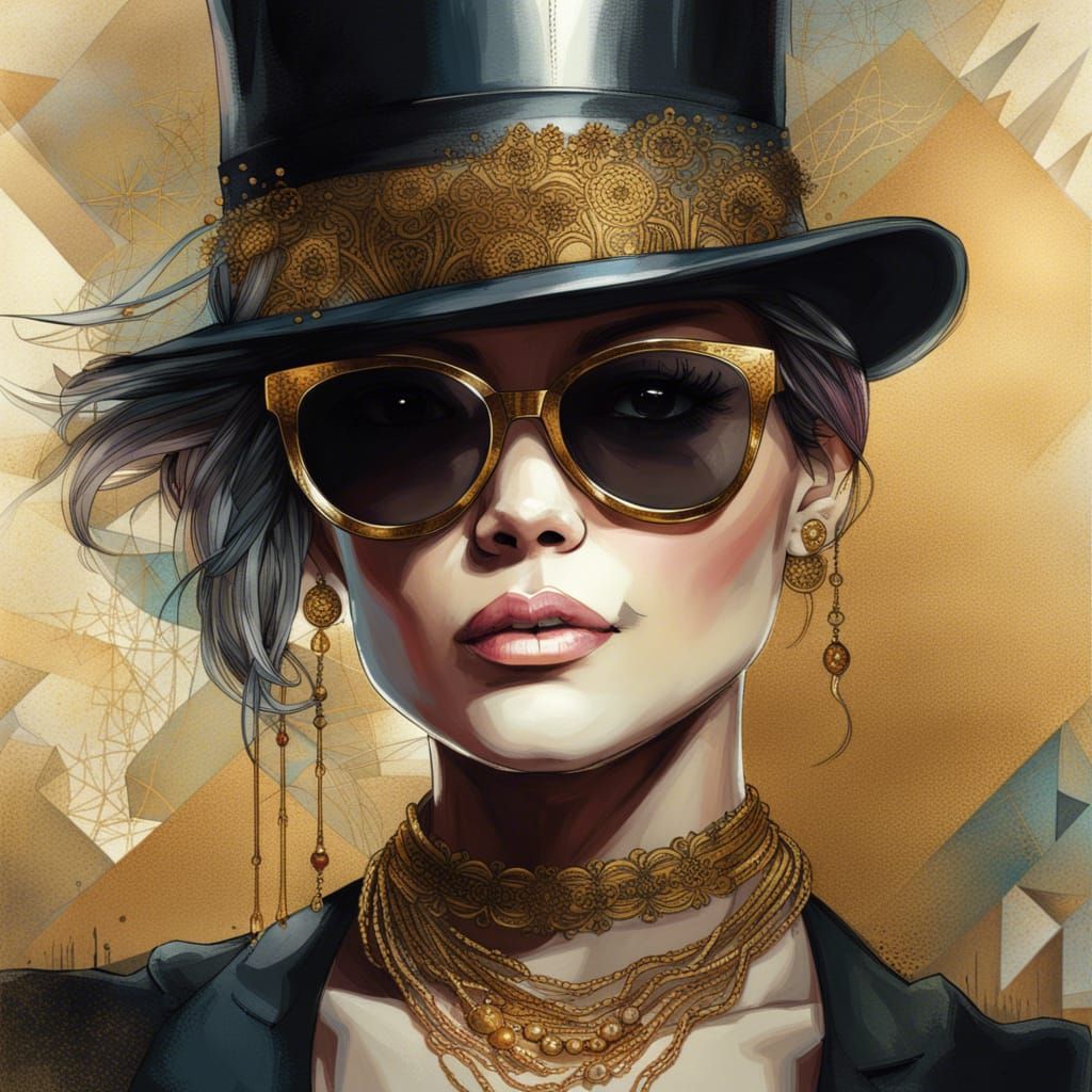 Elegant Woman in Tuxedo, Digital Portrait