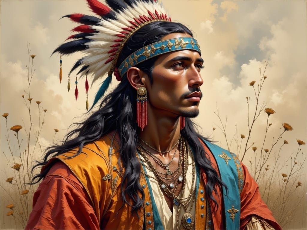 Chipewa Warrior Portrait from the 1850s