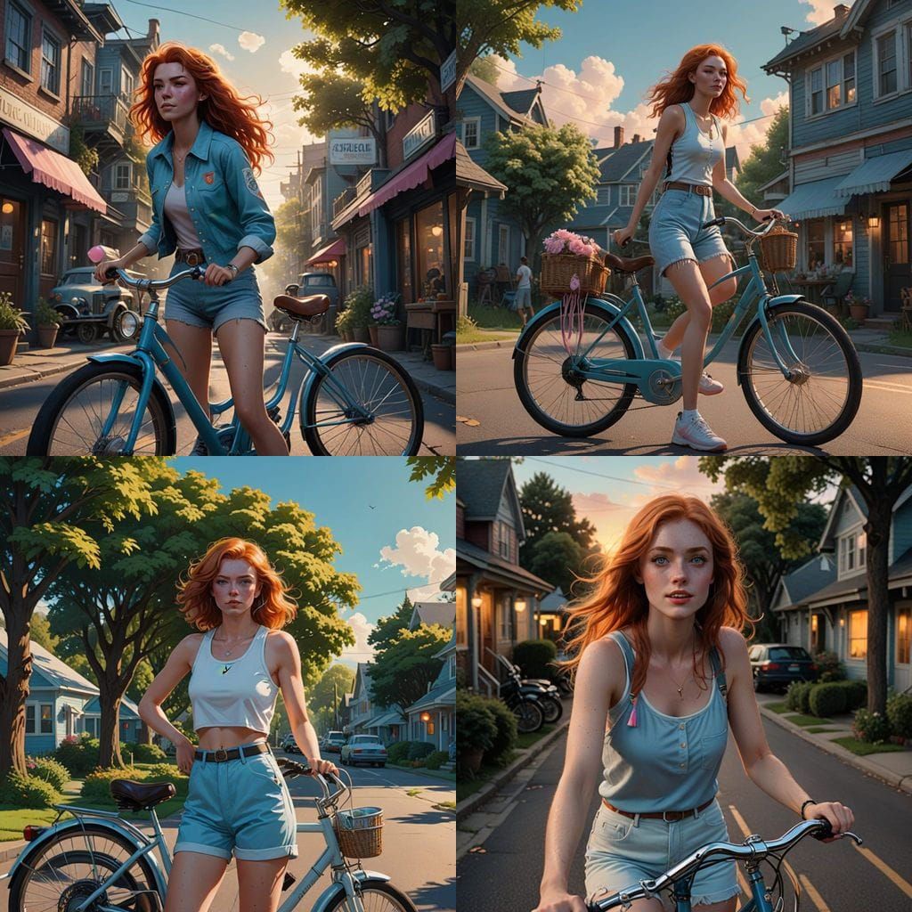 Vintage Summer Goddess Rides Through Golden Hour
