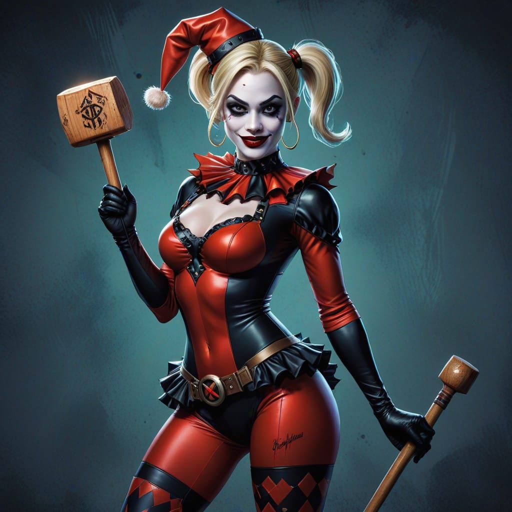 Vibrant Jester in Dynamic Comic Book Style