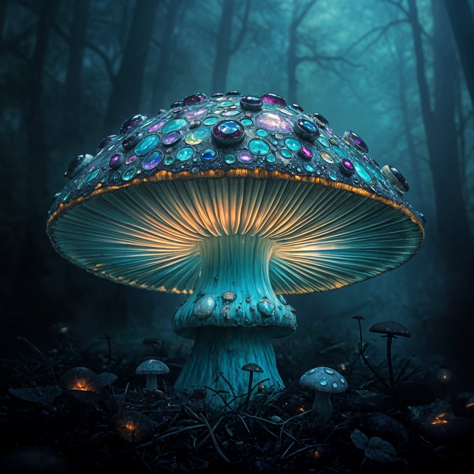 Glowing Gem Mushroom in the Dark