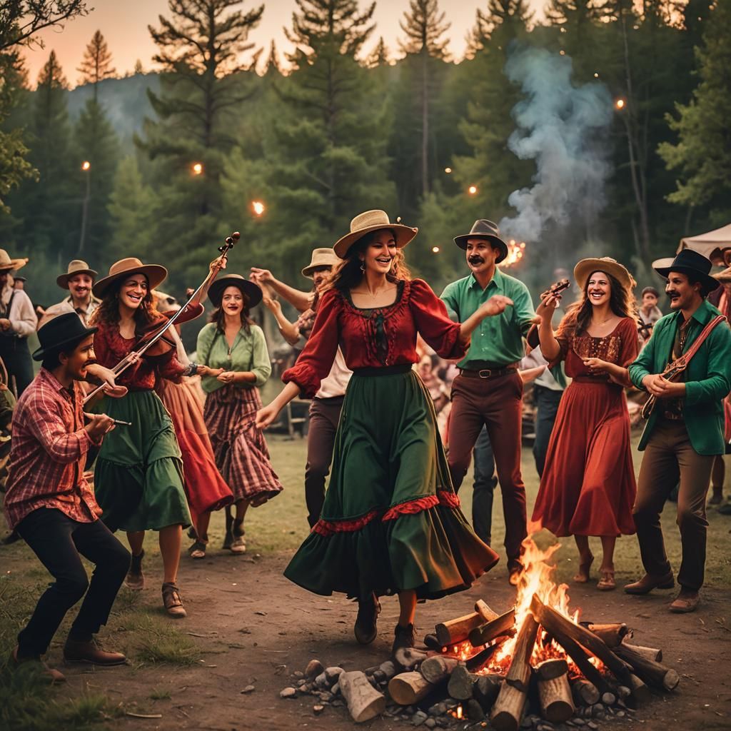Energetic Gypsy Dance by Campfire, Romantic Photography