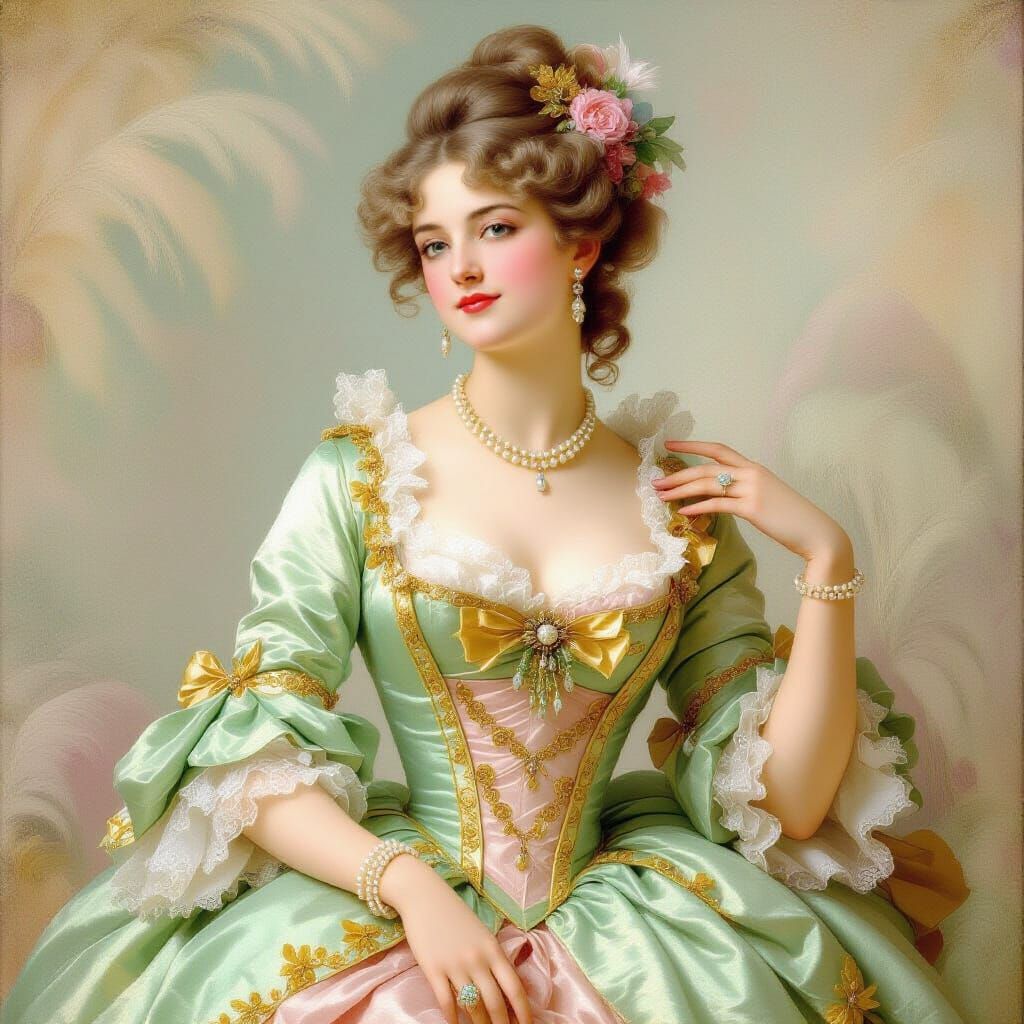 Elegant Woman in Rococo Dress