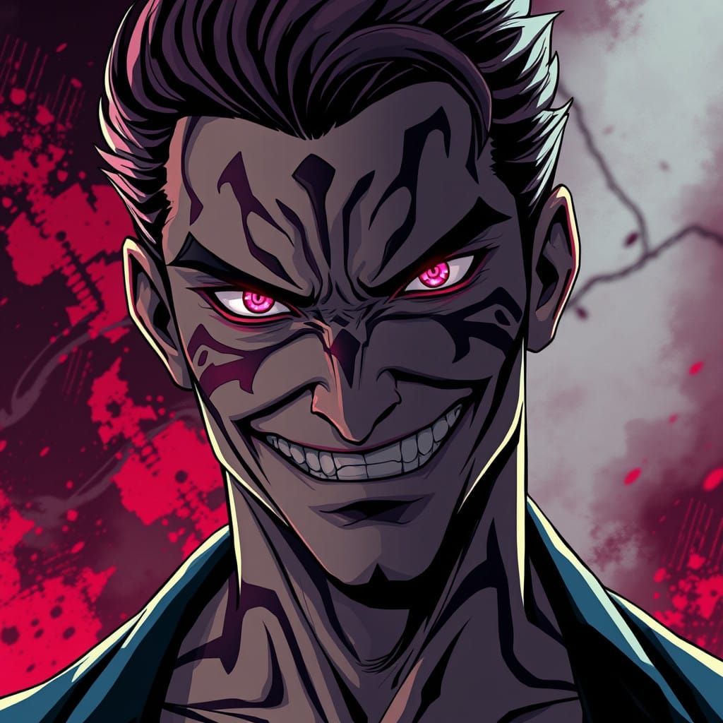 Manga-Inspired Anime Warrior with Piercing Pink Eyes