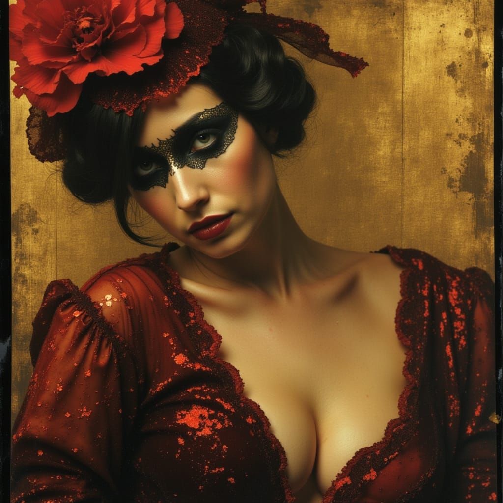 Burlesque Acrobat in Liquid Gold Style