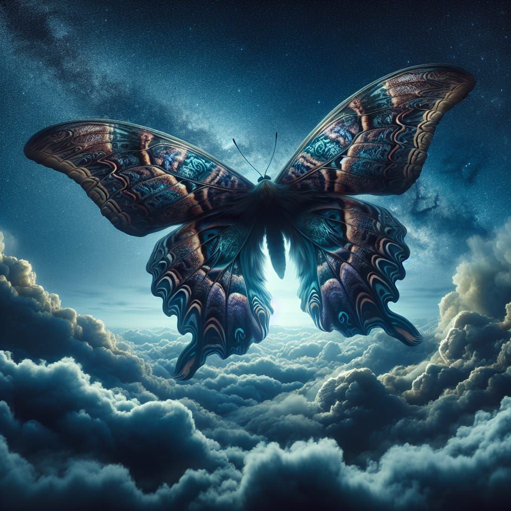 Colossal Butterfly Reigns in the Night Sky