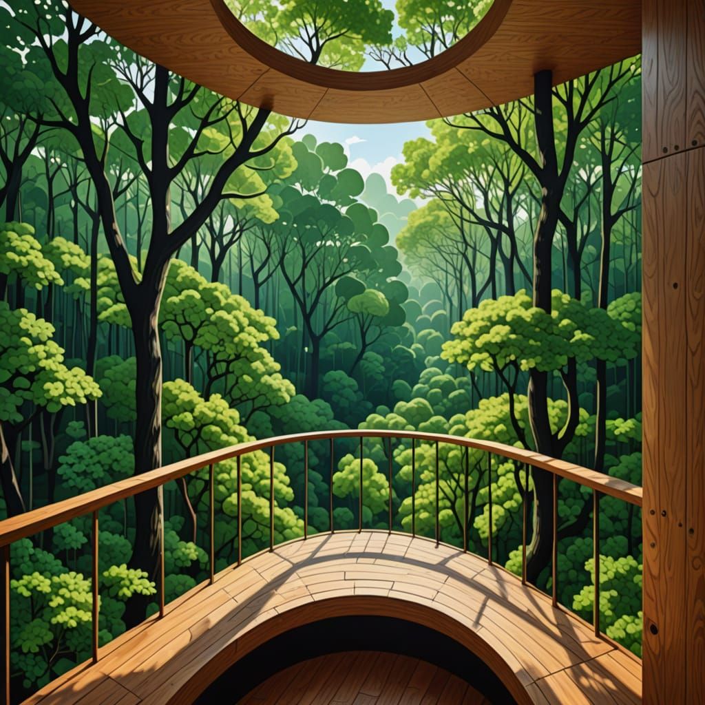 Leaf Balcony Interior in Abstract Style