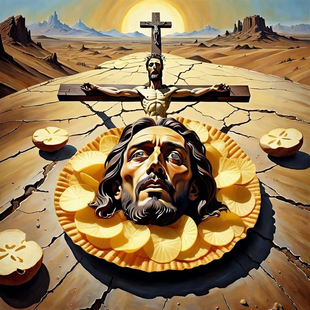 Crucifixion of Jesus on a Potato Chip