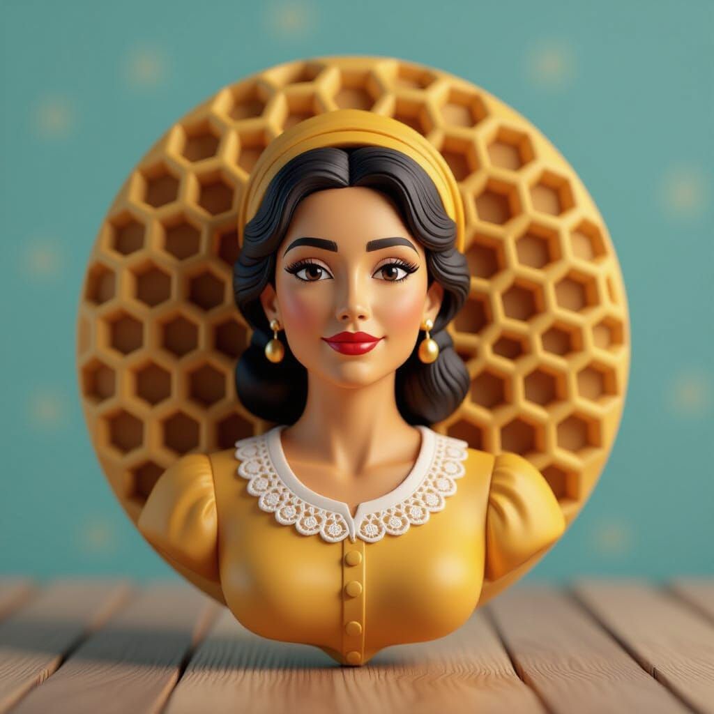 3D Honeycomb Bust of Latina Market Vendor