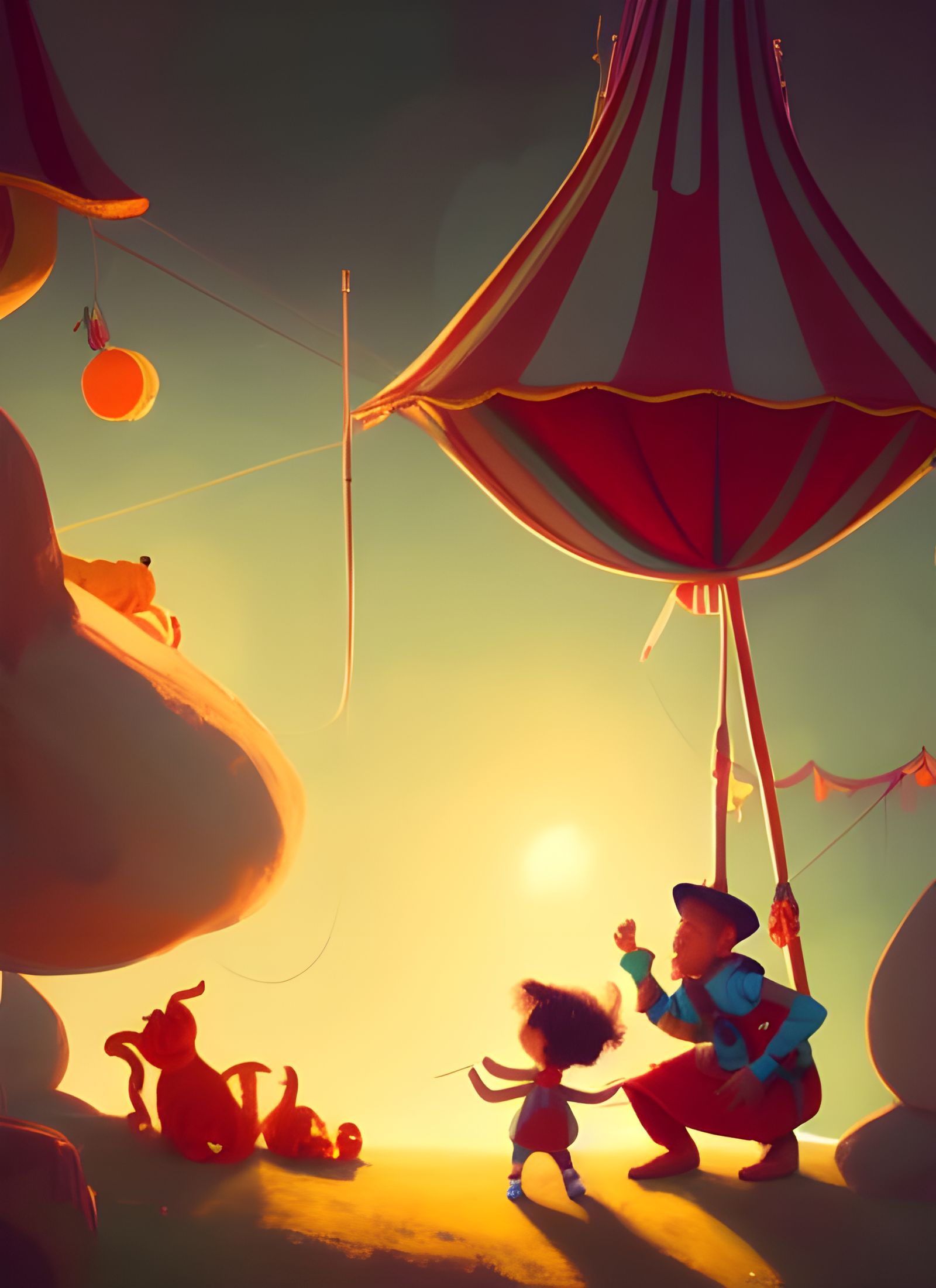 Colorful Circus Tent Storybook Illustration