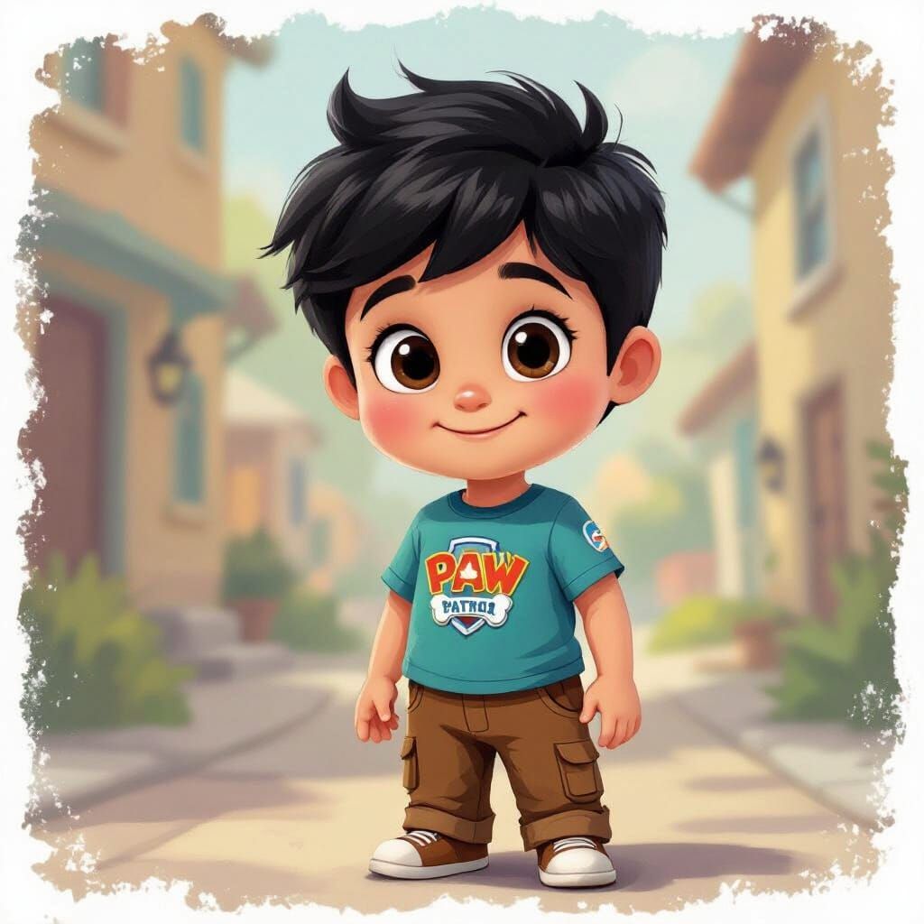 Cute 4-Year-Old Boy in Paw Patrol Shirt