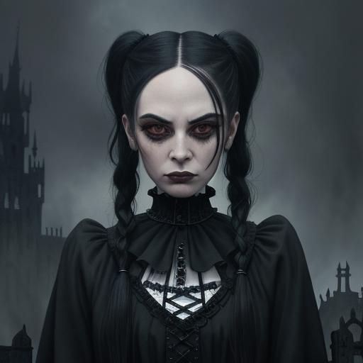 Gothic Model in Sinister Watercolor Style