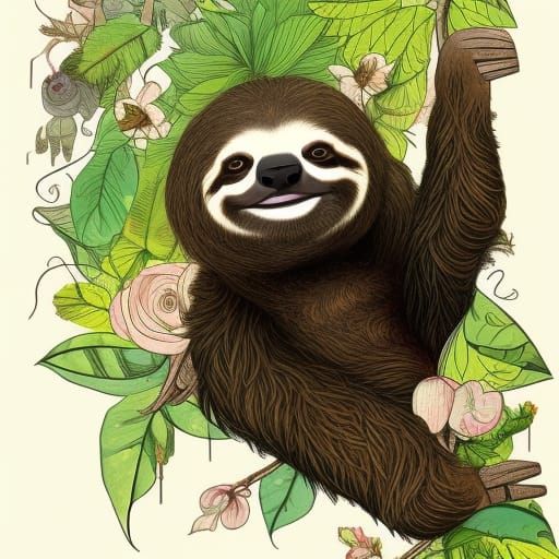 Victorian Sloth Portrait in Fairy-Tale Style