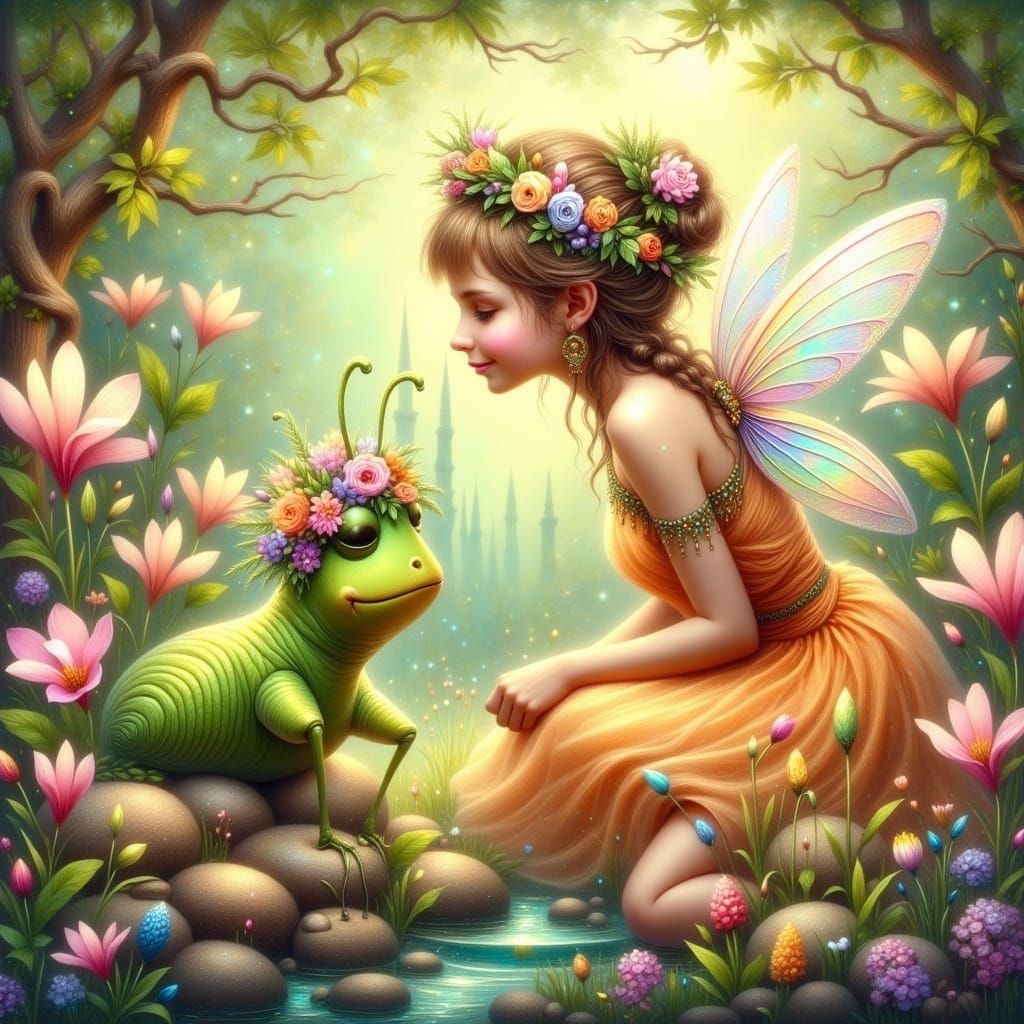 Fairy Whispering Secrets in Dreamy Airbrush Style