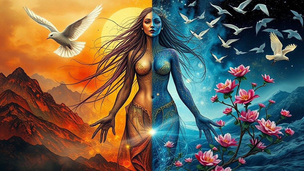 Ethereal Seasons Maiden in Surreal Digital Art