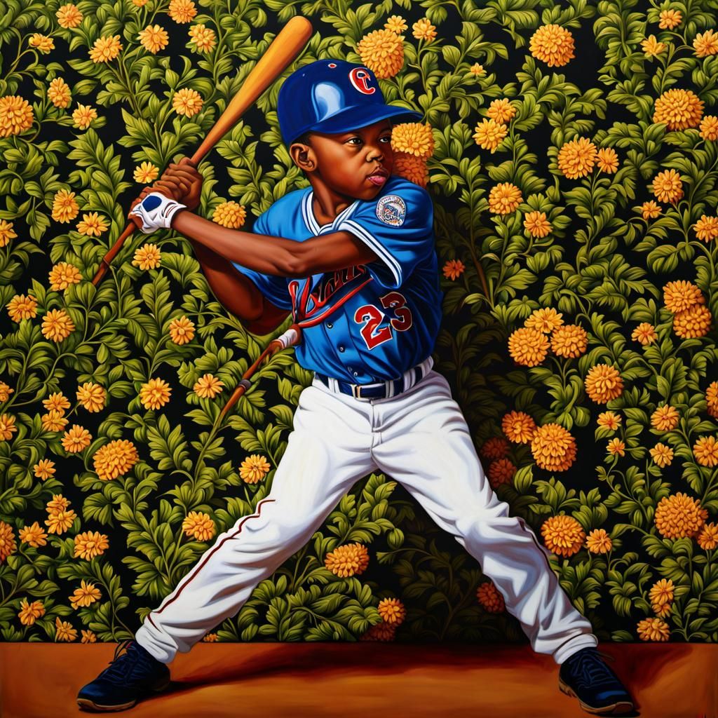 Child Playing Baseball in Portrait Style