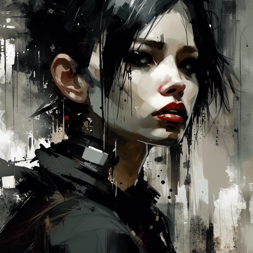 Emotional Goth Punk Girl Portrait