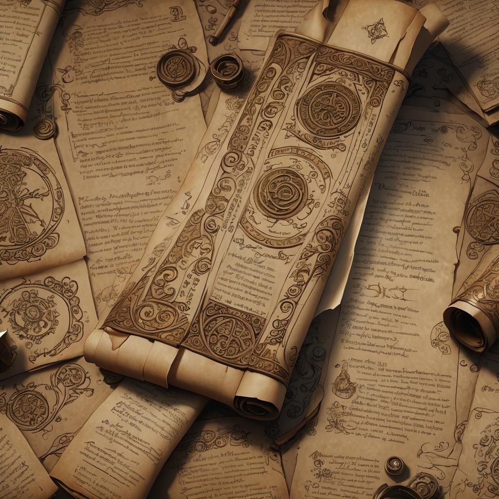 Magical Scroll of Fate in a Medieval Shoujo Style