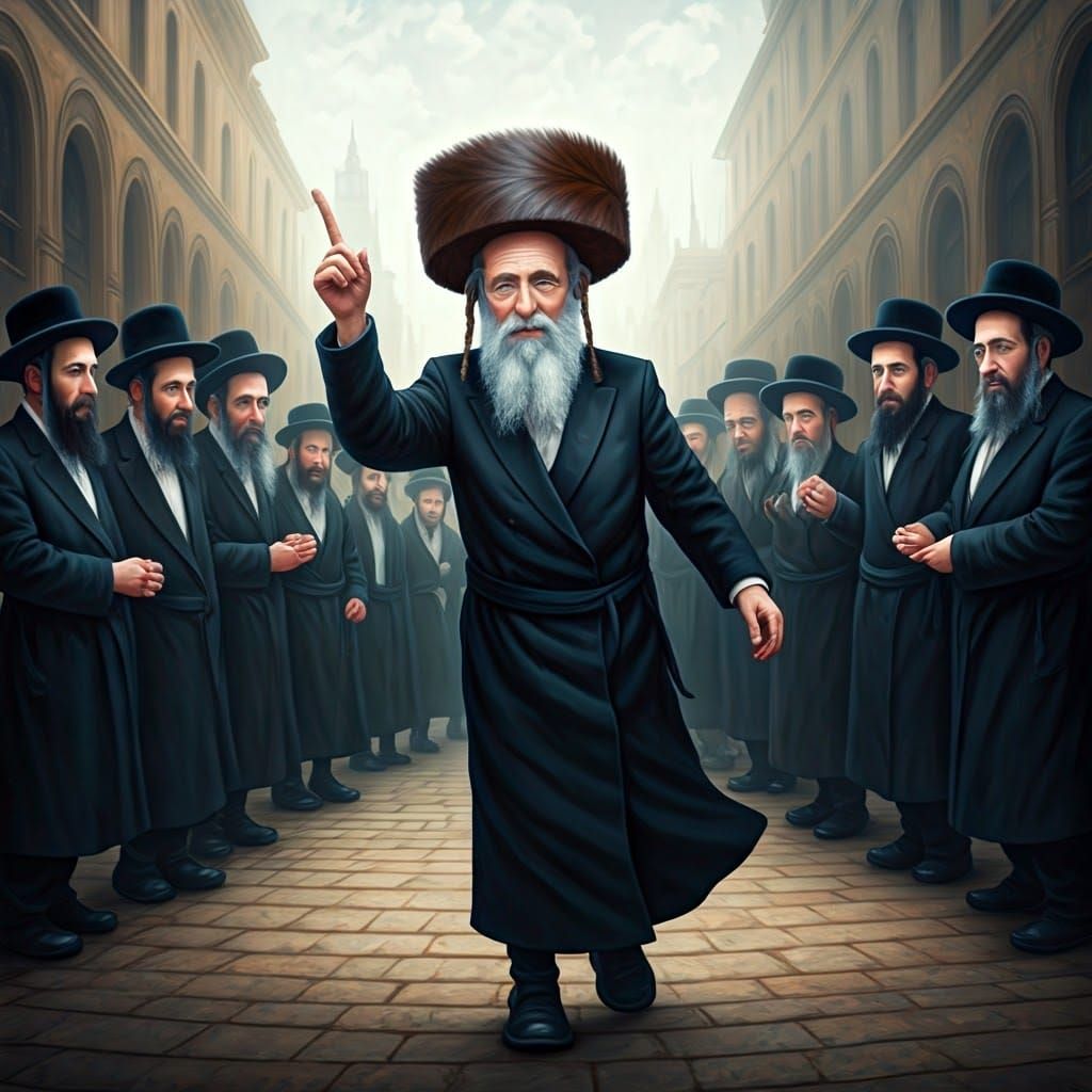 Hasidic Jews Dancing: A Digital Oil Painting