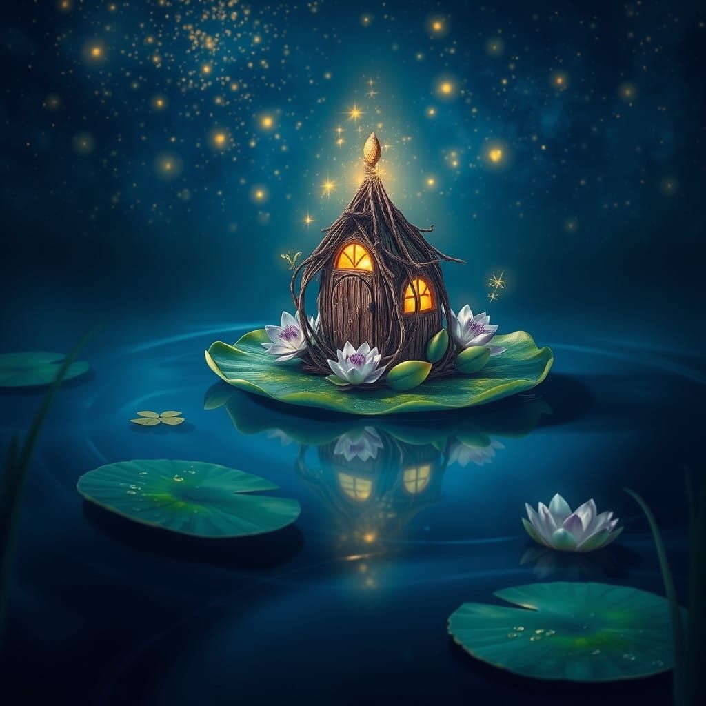 Enchanted Lily Pad Scene in Dreamlike Aesthetic
