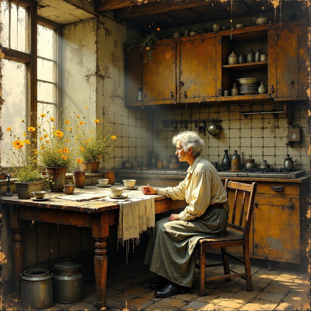 Golden Light on an Elderly Woman