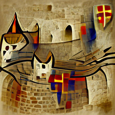 Medieval Cat in Abstract Digital Art